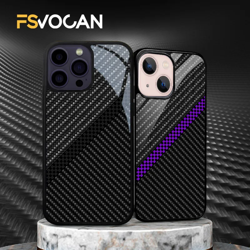 Carbon Fiber Pattern Slim Case For iPhone 16 15 14 13 12 11 Pro Max 17 18 Shockproof Drop Tested Black Green Blue White