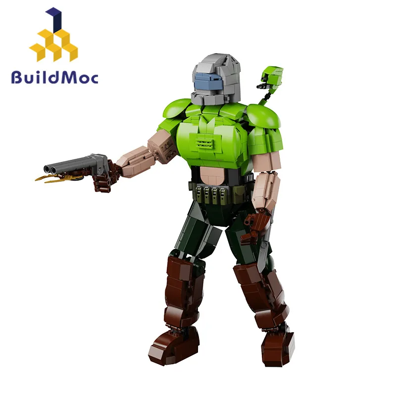 MOC CLassic Shooting Game Anime chapter Destroy Warrior Mehca Robot Building Block Set Doom Eternal Figure Slayer Mech Model Toy