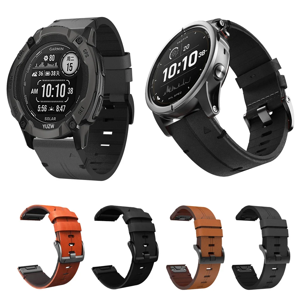 

Ремешок из натуральной кожи для Garmin Instinct 2X, быстросъемный браслет для Forerunner 965 955/touchs70 S62/Epix Pro, 22 мм 26 мм