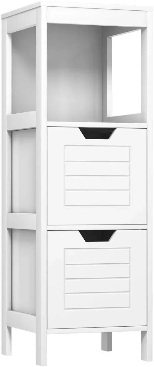 Bathroom Floor Cabinet, Narrow Wooden Storage Cabinet w/2 Switchable Drawers, Side Cabinet for Bathroom