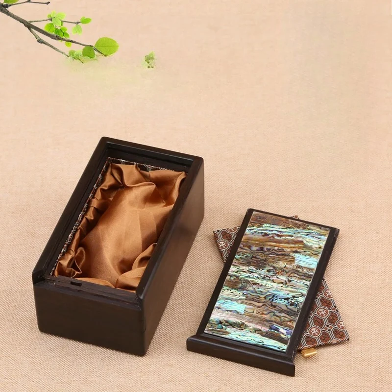 Antique Solid Wood Jewelry Storage Box Purple Sandalwood Lock Case Inlaid Shell Display Chest Jade Gold Bracelet Organizer