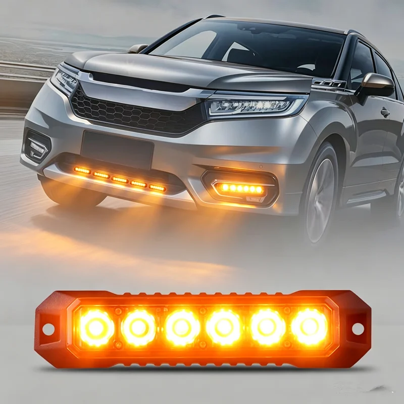 6-LED Mini Grille Light Strobe Flashing Surface Mounted Emergency Beacon Hazard Warning for Trucks And Vehicles LED Head