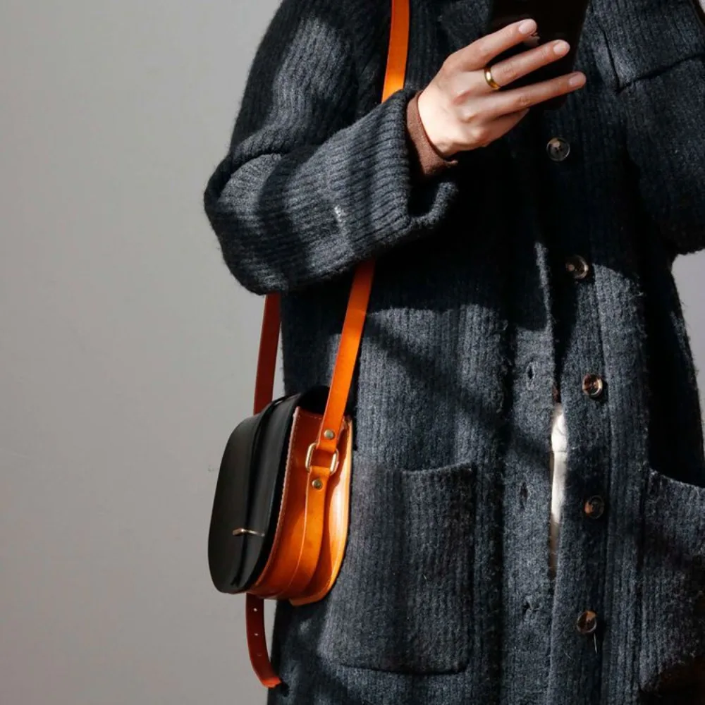 

New Vintage Vegetable-Tanned Leather Simple Premium Genuine Leather Women's Bag FashionOne-ShoulderCowhide Bag Premium Versatile