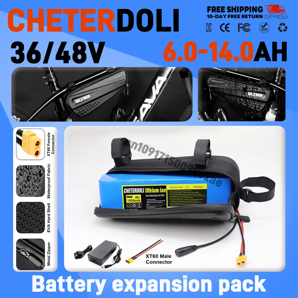 

36V/48V 10Ah-14Ah Rechargeable Lithium Battery Pack 10S3P 13S3P 500W Power Bicycle Scooter Electric Vehicle with Waterproof Bag