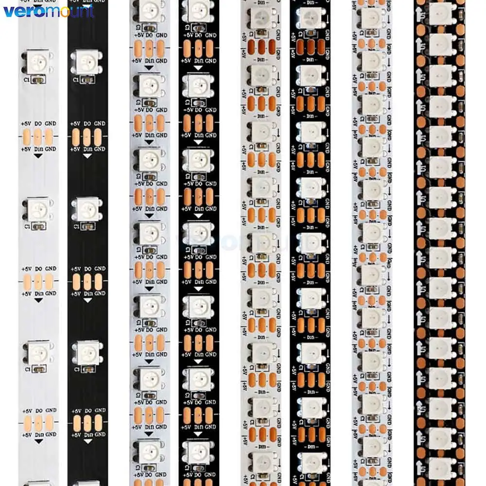 

WS2812B LED Lights DC5V WS2812 RGB LED Strip Light Individually Addressable Smart Pixels Magic Light Black White PCB IP20 65 67