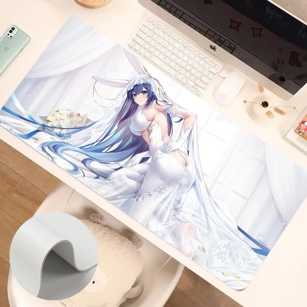 N-New Jersey Azur Lane Mouse Pad Mice Pad Leather Mouse Mat PC Game Accessories Double Sided PU Desk Mats Carpet Anti-slip Water