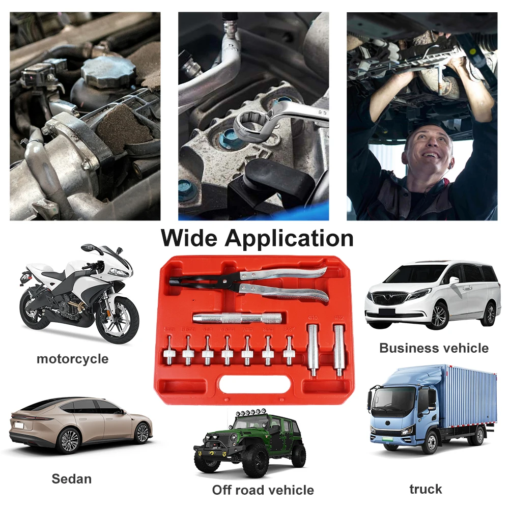 11pcs Oil Seals Clamp Pliers Adapter Socket Drive Handle Set Car Engine Camshaft Valve Stem Install Disassembly Repair Universal