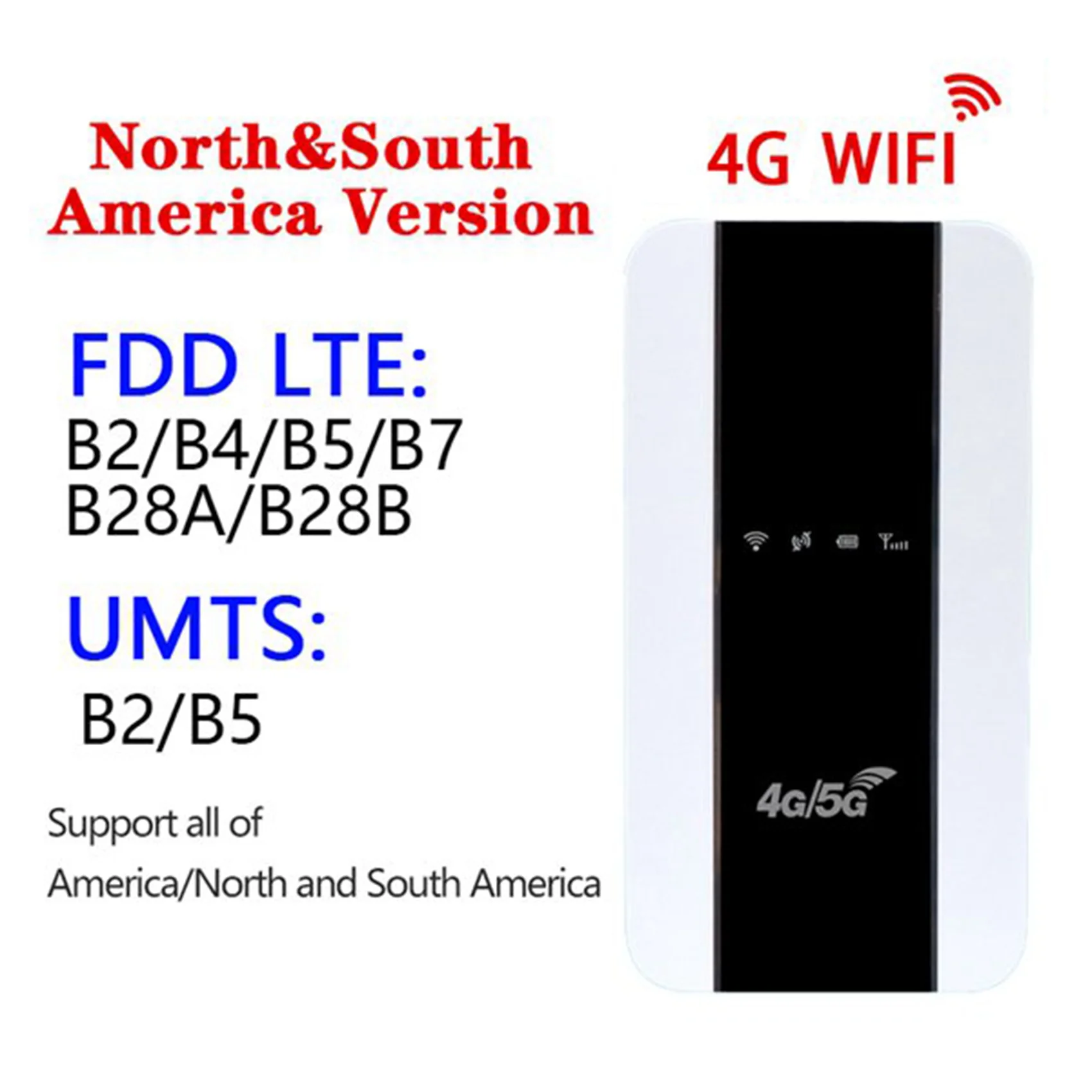 4G Wifi Router Portable MiFi Supports 4G/5G SIM Card 150Mbps WiFi Router Car Mobile Hotspot Router(America)