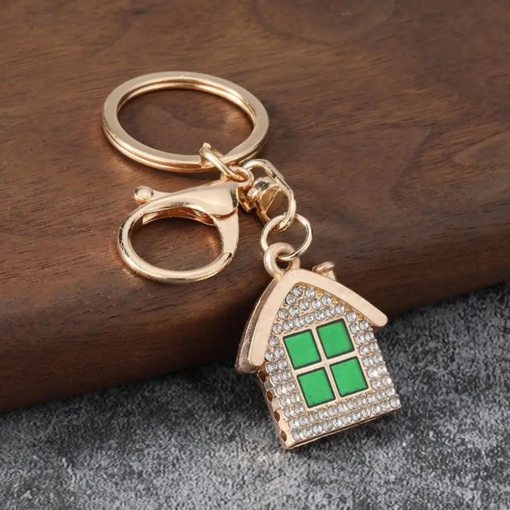Zinc Alloy Keychain Rhinestone Keychain Pendant 3d Cabin Keychain Pendant with Lobster Clasp Anti-oxidation Key Holder Ring