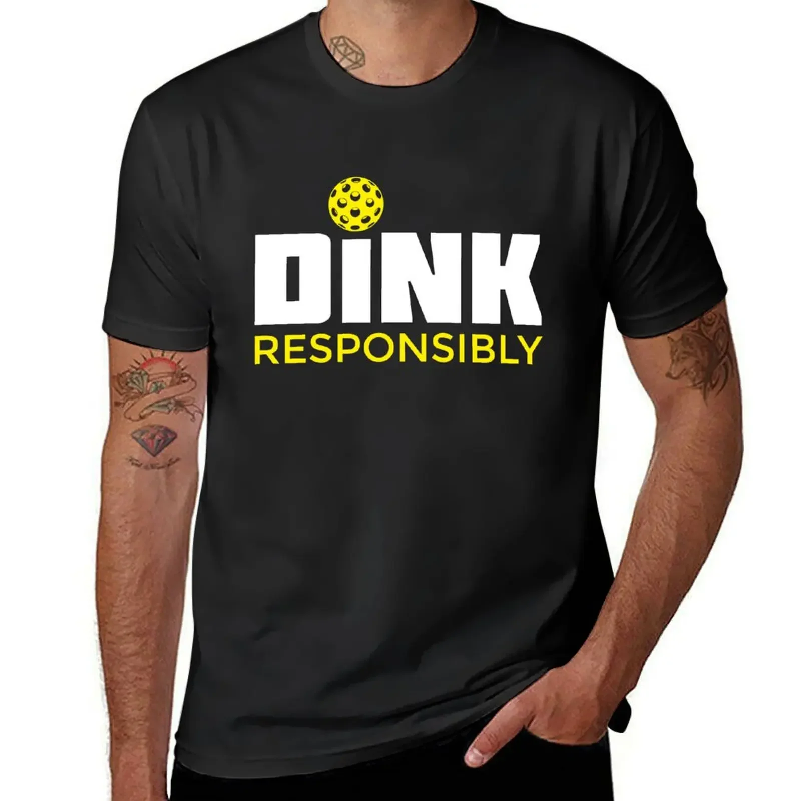 

Dink Responsibly Pickleball T-Shirt blacks sports fans mens graphic t-shirts big and tall