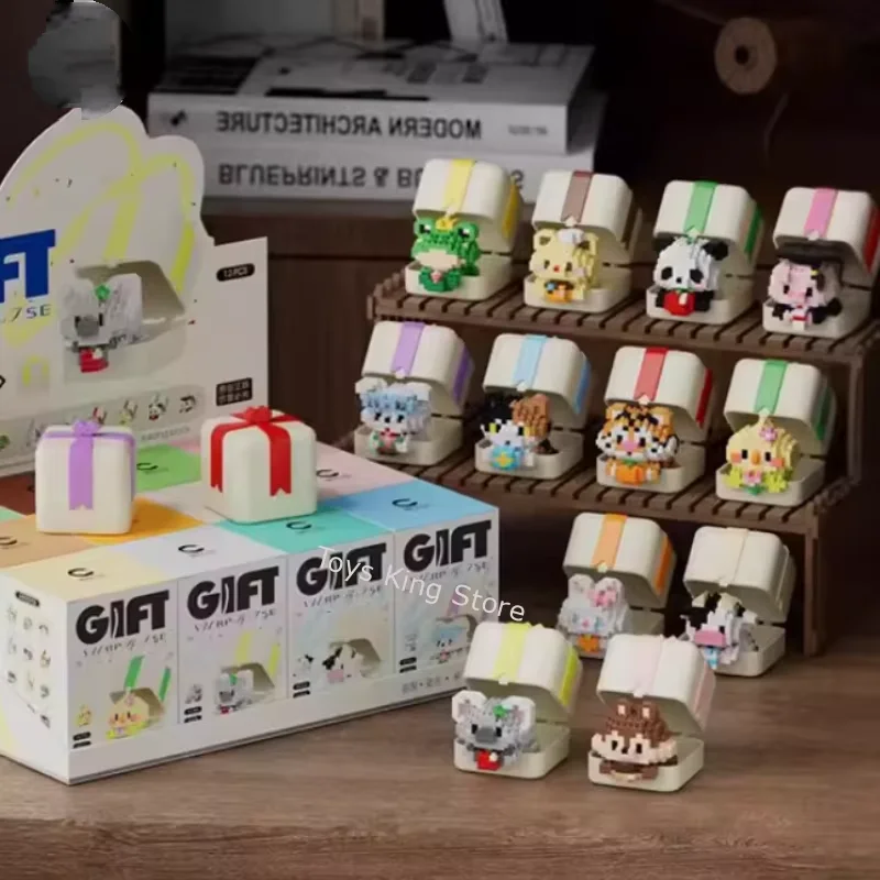 

Набор из 12 предметов, подарочная коробка для домашних животных, строительные блоки для животных, коала, тигр, кошка, попугай, кирпичи, модель, детские игрушки, подарки на день рождения для девочек и мальчиков