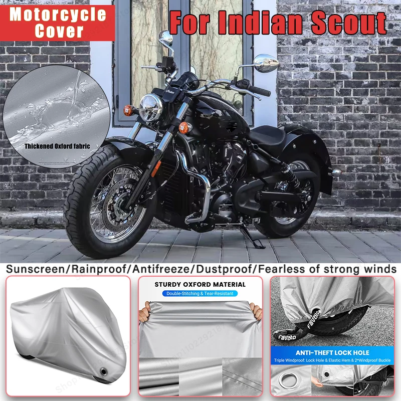 

For Indian Scout No Ear Motorcycle Cover - Outdoor Full Body Protection, Waterproof Dustproof Heat-Resistant Moto Accessories