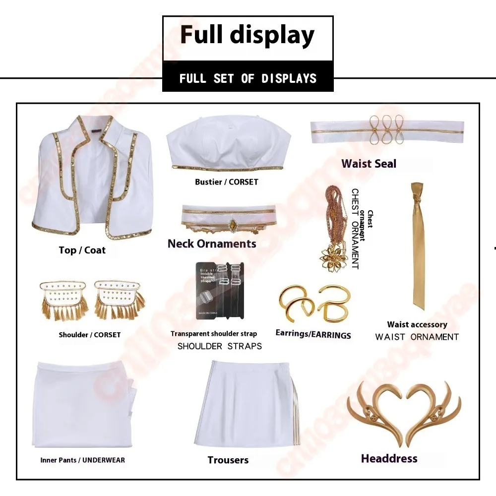 2025 새로운 루미 조이 미라 악마 헌터 코스프레 의상 Kpop Huntrix 여성 화이트 가죽 할로윈 의상 성인 드레스