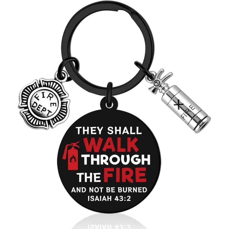 Firefighter Prayer Keychain, Unique Birthday Christmas Gift for Men Firefighters, Cool Graduation Present for Fireman