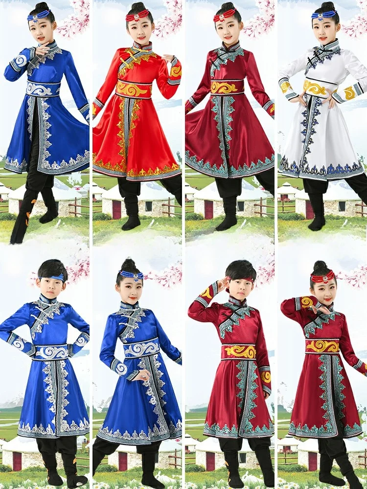 

Mongolian Children's Dance Performance Costume Dance assland White Toddler Minori Clothing Mongolian Robe Girls