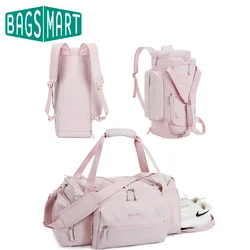 BAGSMART 4-IN-1 Duffle Bags for Women Lightweight Gym Bag with Shoe Compartment Waterproof 30L Travel Carry On Luggage Storage
