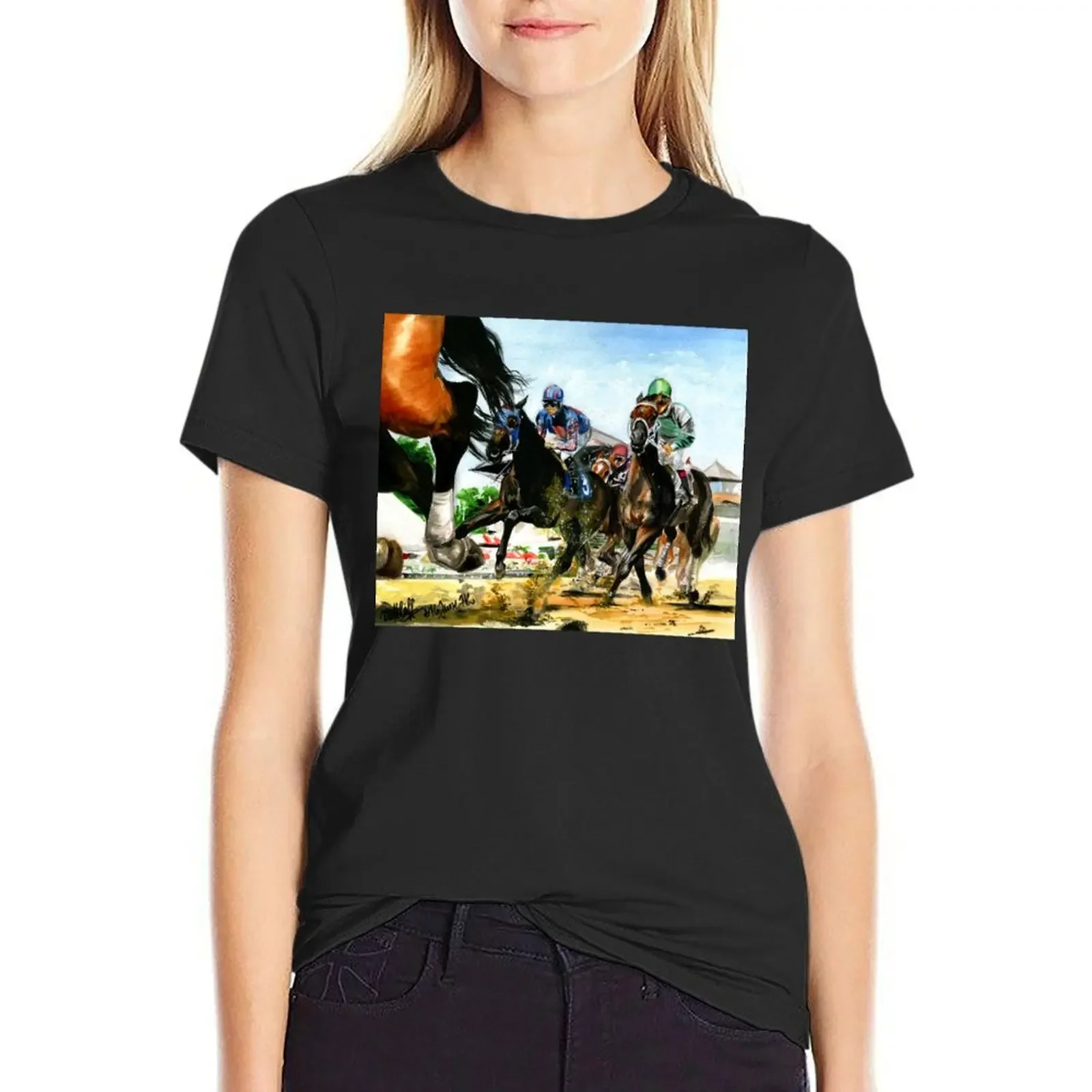 Saratoga Springs NY Racing course T-Shirt funny vintage clothes Women's tops