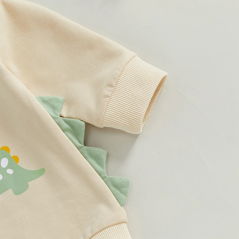 Infant Boy Jumpsuit with Long Sleeves and Cute Dinosaur Print Soft Cotton Newborn Outfit for Fall Season