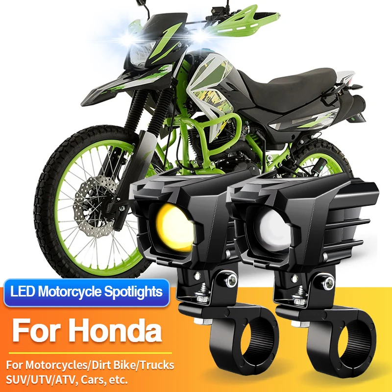 

1 Set LED Universal Motorcycles Headlight 2 Color Fog Light UTV ATV for Honda ADV150/CB190R/CB250/CB300R/CB500F/CB650R/CB1000R