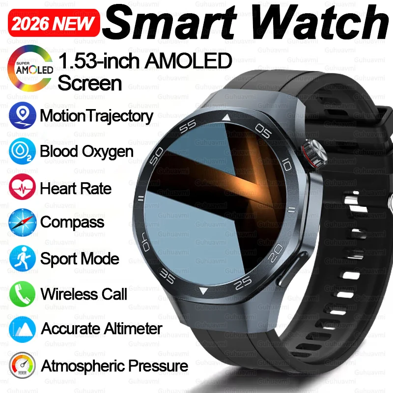 2026 New GPS Smart Watch GPS Trace Compass 3ATM Waterproof Tactics Sports Bluetooth Call Smart Watches For man For Android ios