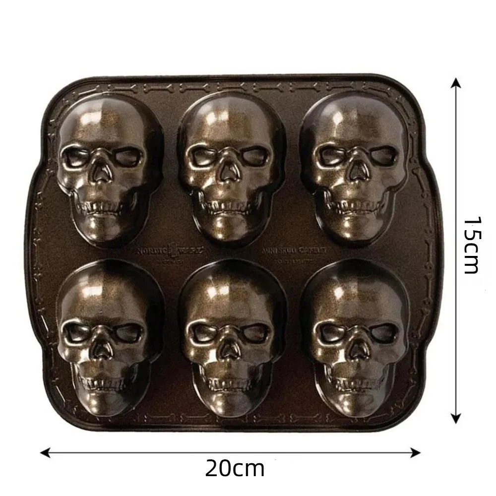 3D Skull Molds Halloween Skull Baking Mold Realistic Aluminum Skull Cake Mold Kitchen Supplies High Temperature Resistance