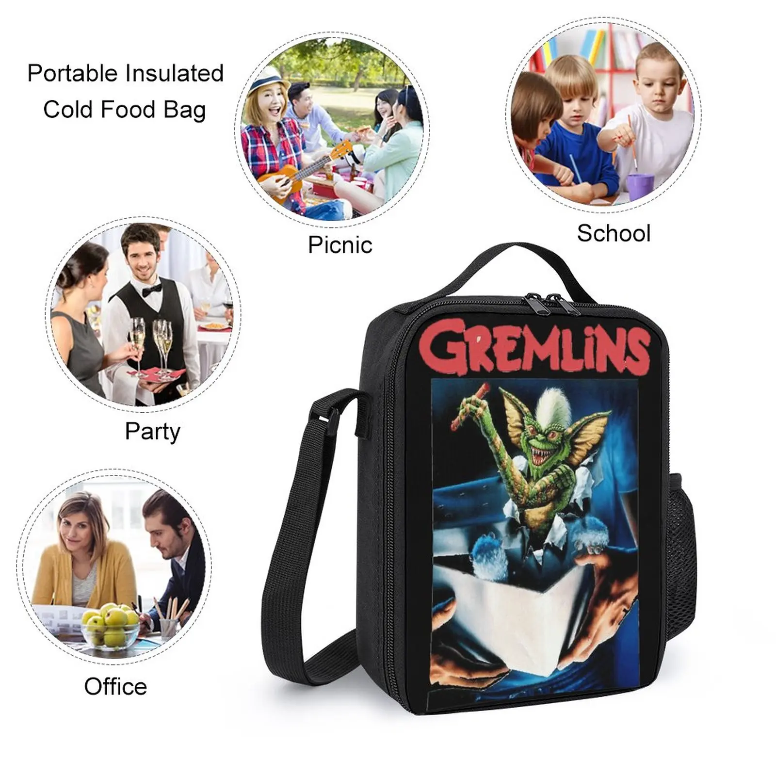 Gremlins-Ensemble de sac à dos Thriller Nette Movie, sac à lunch, sac à stylos, étui à crayons, durable, confortable, écoles, offre spéciale, 7, 3 en 1, 17 pouces