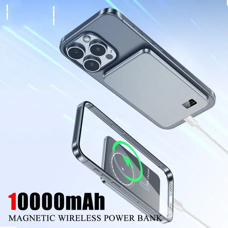 10000mAh Ultra Thin Magnetic Wireless Powerbank PD20W Fast Charging Mini Powerbank For iPhone 17 16 15 14 13 12 External Battery