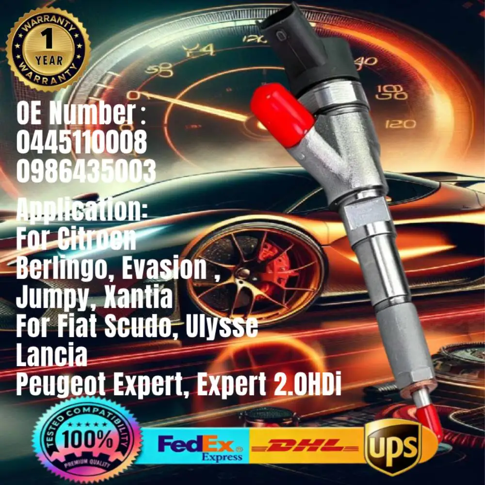 Fuel Injector 0445110008 0986435003 198071 Common Rail Injector for Citroen Berlingo Jumpy Fiat Scudo Peugeot 2.0 HDi Engine