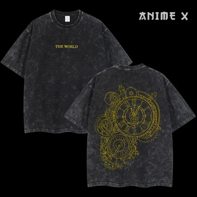 

Retro Heavy Limited JoJo's Bizarre Adventure Anime Double Printed Vintage Oversized Washed Tee Unisex Oversize Anime Manga Washe