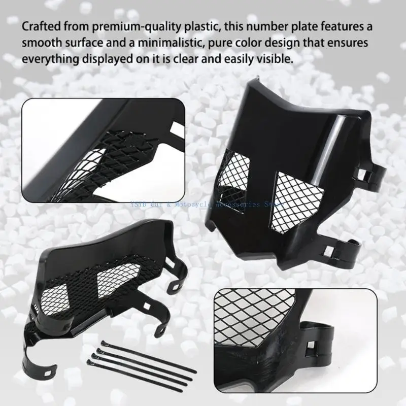 L5BC Black Vented Front Guard Panel for Sting Motorcycle Repair, Number Plate Cover with Plastic Construction and Side