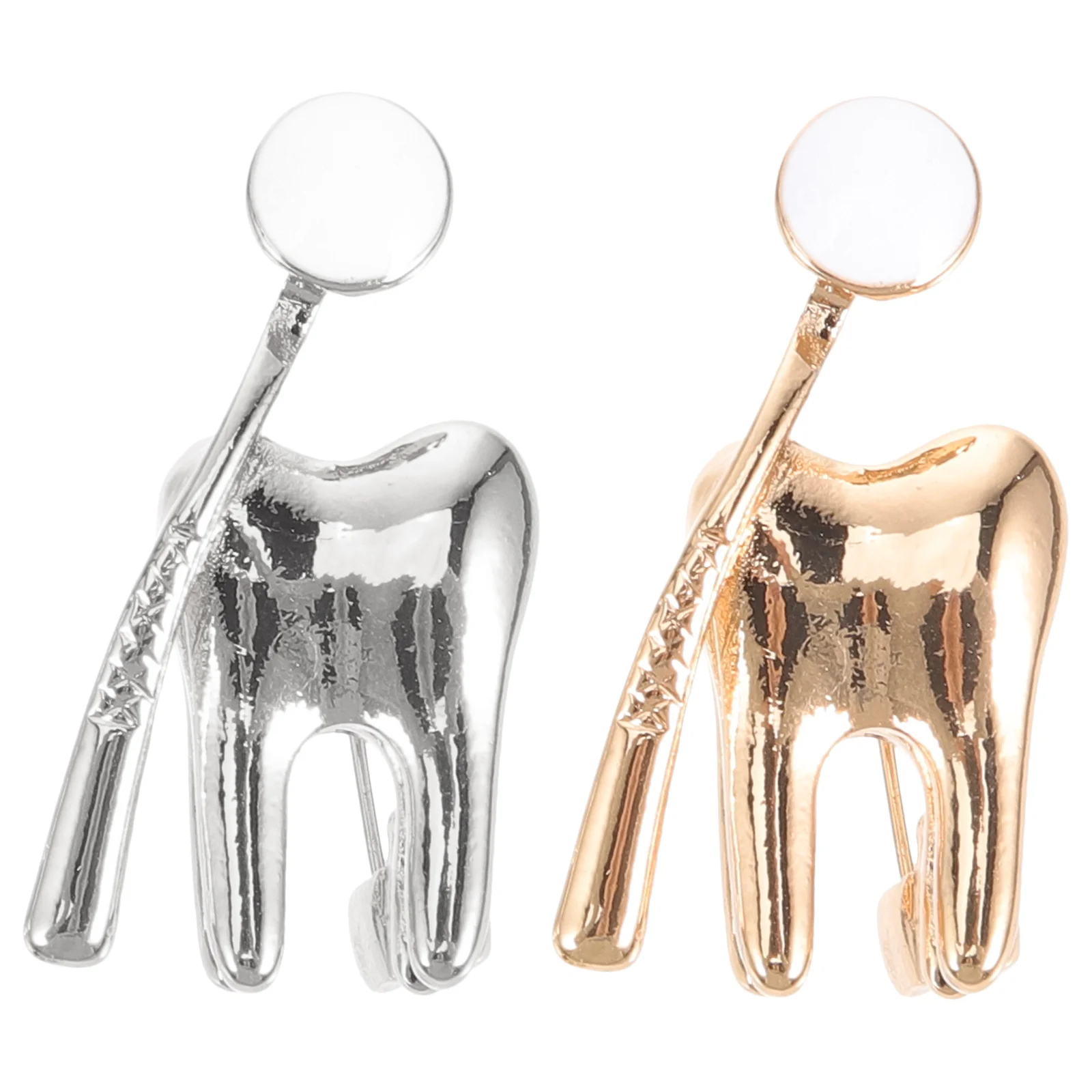 เข็มกลัดรูปฟัน 2 ชิ้น ทำจากโลหะ ดีไซน์ทันสมัย ทนทาน เหมาะสำหรับติดเสื้อ กระเป๋าเป้ หมวก ชุดสูท อุปกรณ์ทางการแพทย์สำหรับพยาบาล