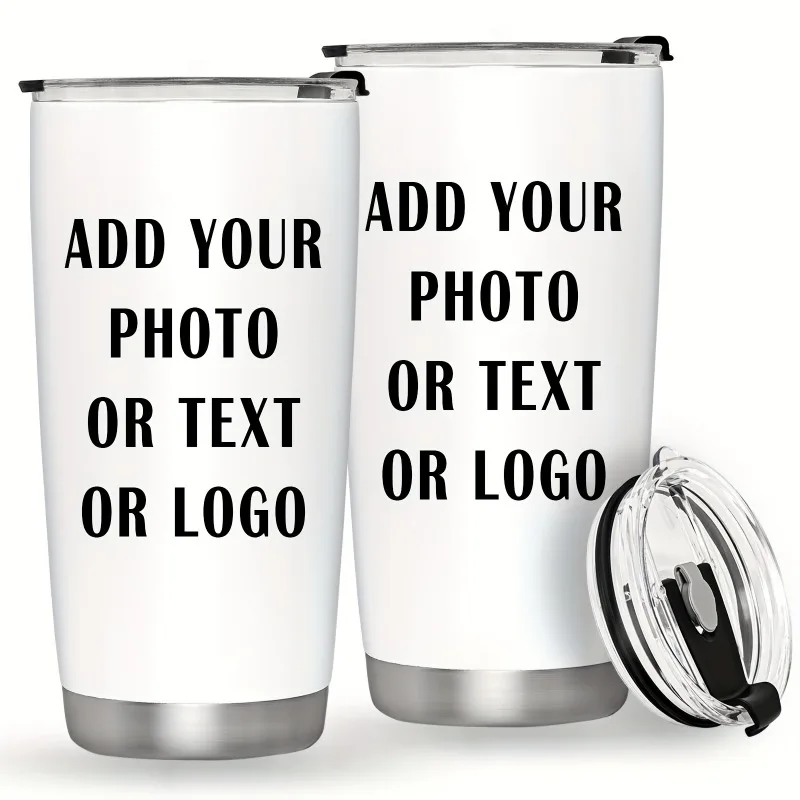 20oz Custom Photo Logo & Text Printed Stainless Steel Leakproof Coffee Water Cup Personalized Tumbler Ideal Gift for Office Use