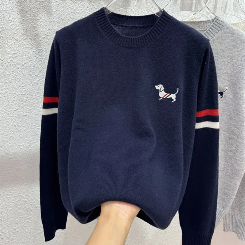 Puppy Embroidery Golf Knit Anew Women Golf Wear Autumn Winter 2024 Korean Golf Sweater Fashion Round Neck Top Women Golf Clothes