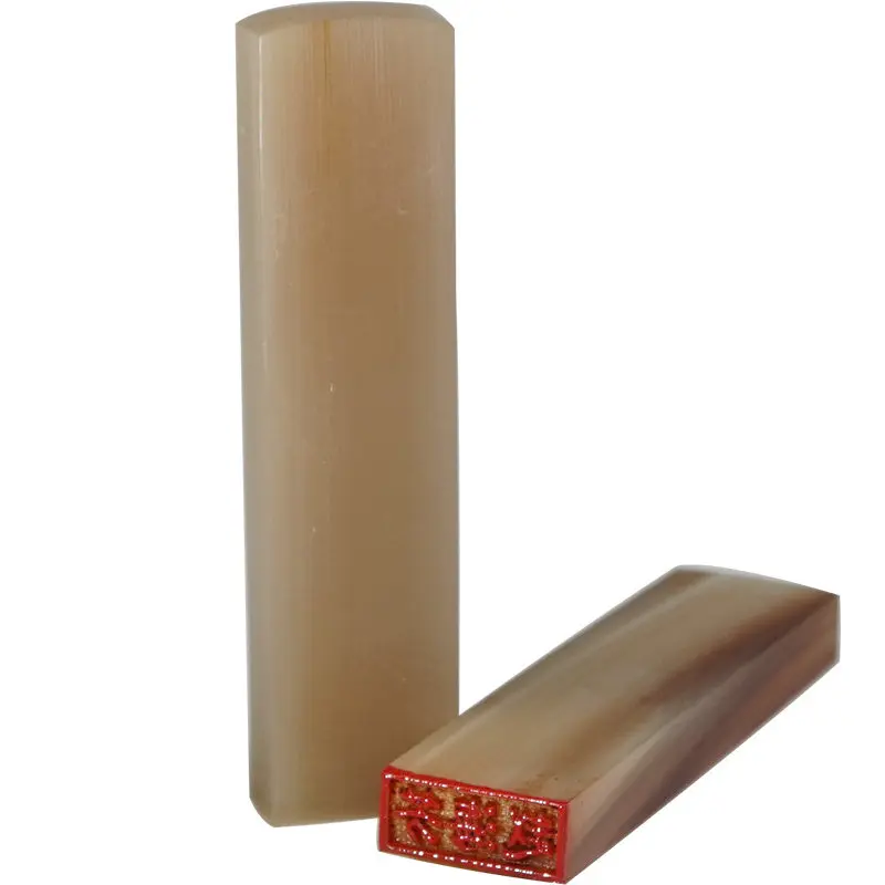 Customized Small Flat Personal Seals Natural Ox Horn Carved Name Stamps Traditional Painting Calligraphy Stamps English Sellos