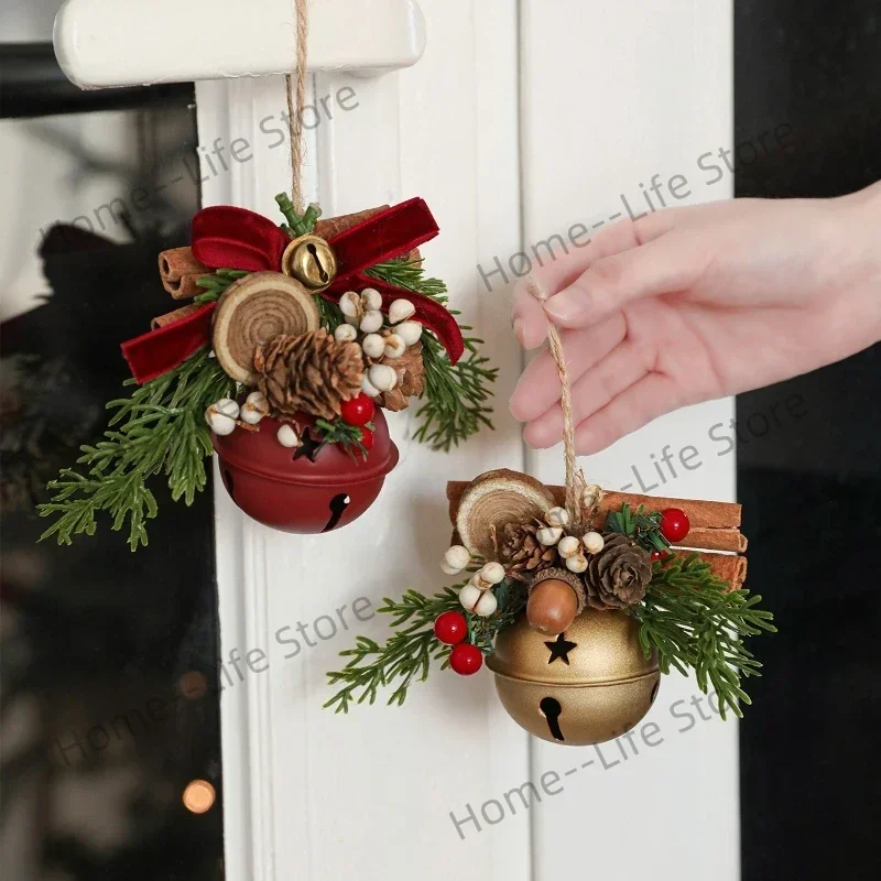 

New 2026 Christmas Bell Antlers Bow Pinecone Bell Mixed Pendant Christmas Tree Showcase Car Hanging Decoration