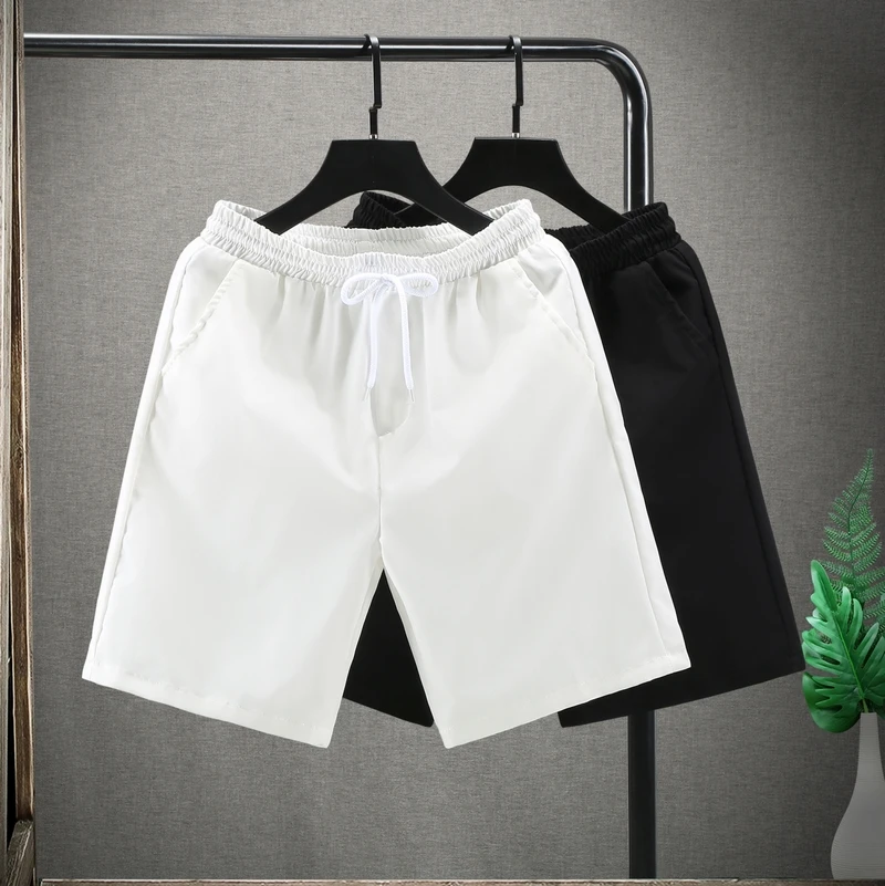 

High End Solid Color Shorts for Men in Summer Thin Sports Five Quarter Pants Instagram Trendy Brand Pure White Cool and Casual