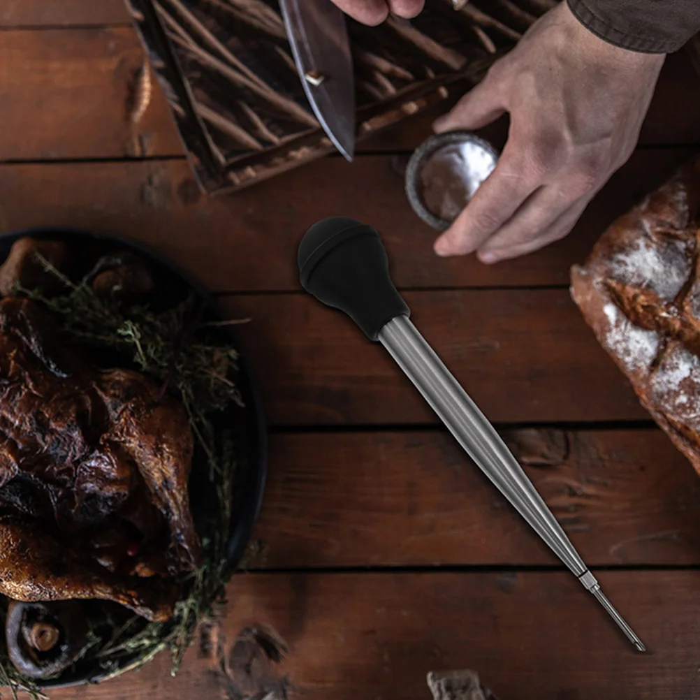 

Stainless Steel Silicone Turkey Baster Injector Seasoning Sauce Tool Meat Marinade Needle BBQ Cooking Kitchen Gadgets