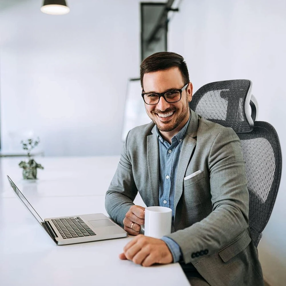 Cadeira de escritório ergonômica, cadeira de mesa com apoio de braço ajustável 4D, suporte lombar 3D, cadeira giratória para jogos de computador