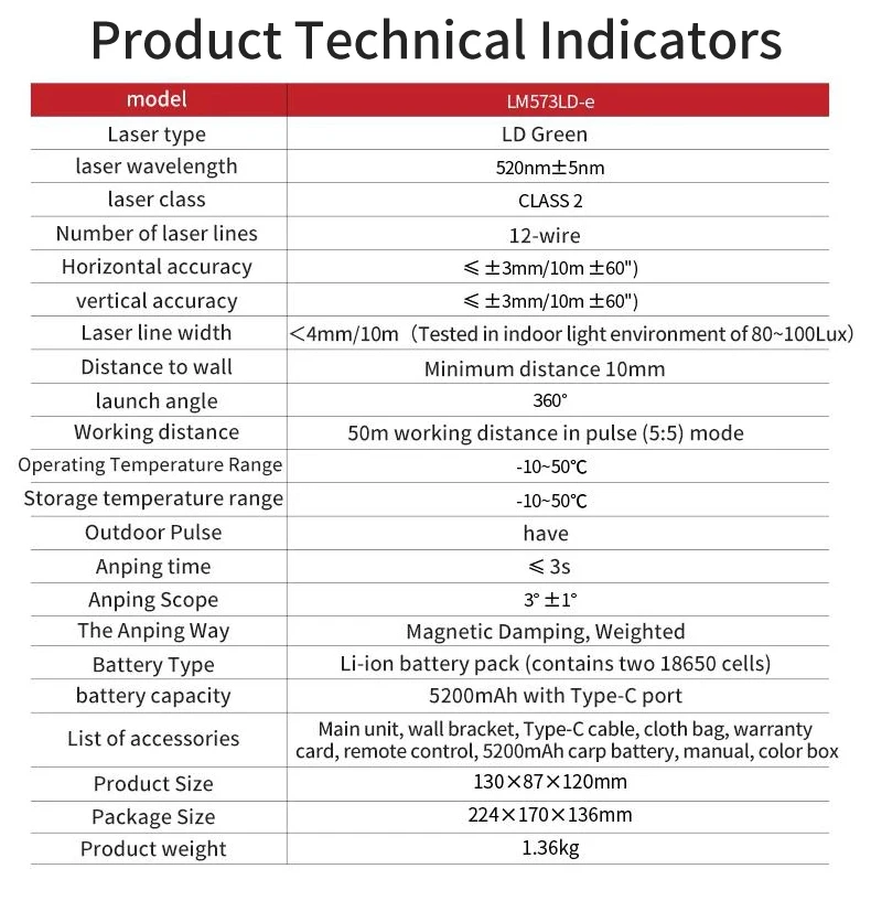 UNI-T LM573LD-e green Laser Level 3D 12-Line Wall sticking instrument Self-Leveling Remote Control Indoor Outdoor Auxiliary Tool