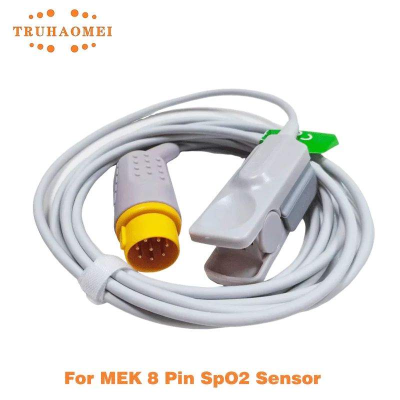 SpO2 Sensor 8 Pin Reusable SAO2 Heart Rate Probe with Adult Finger Clip Type SpO2 Sensor For MEK MP1000 MP1200