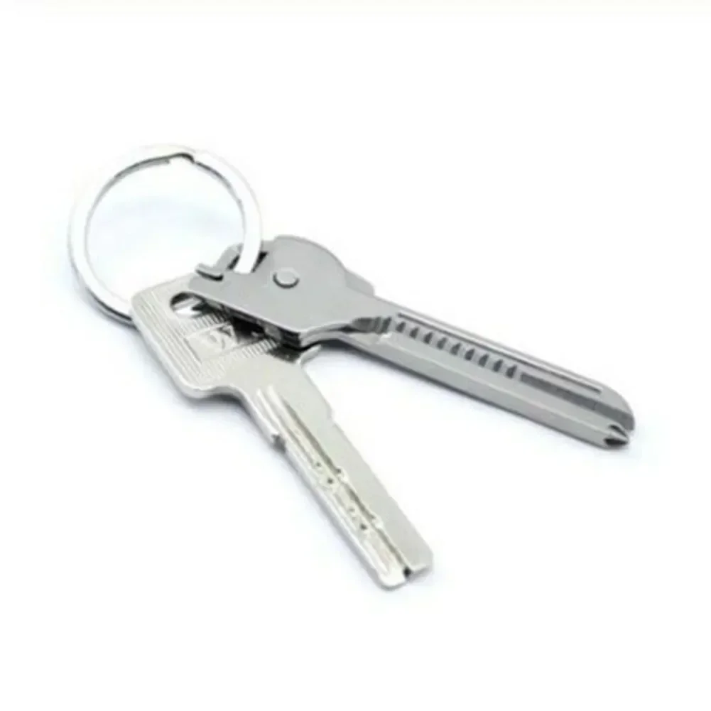 1PC Pocket Keychain Multitool Key Shape Ring 6-In-One Folding Opener Screwdriver Survival Escape Mini Pocket Keychain