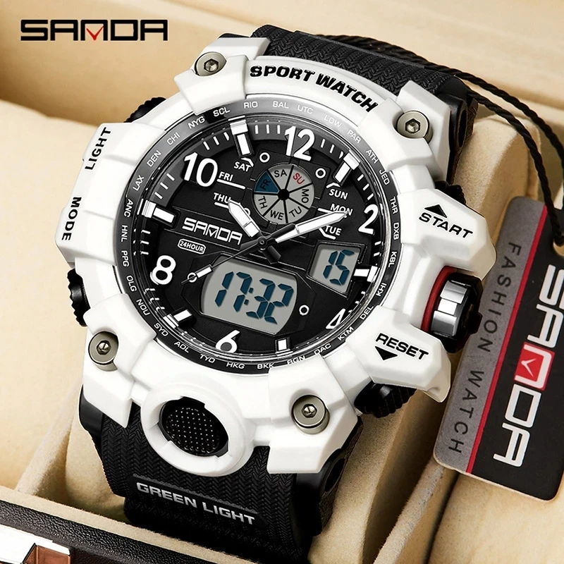 SANDA Top Brand Sports Men\'s Watches Military Quartz Watch Man Waterproof Wristwatch for Men Clock shock relogios masculino 3169