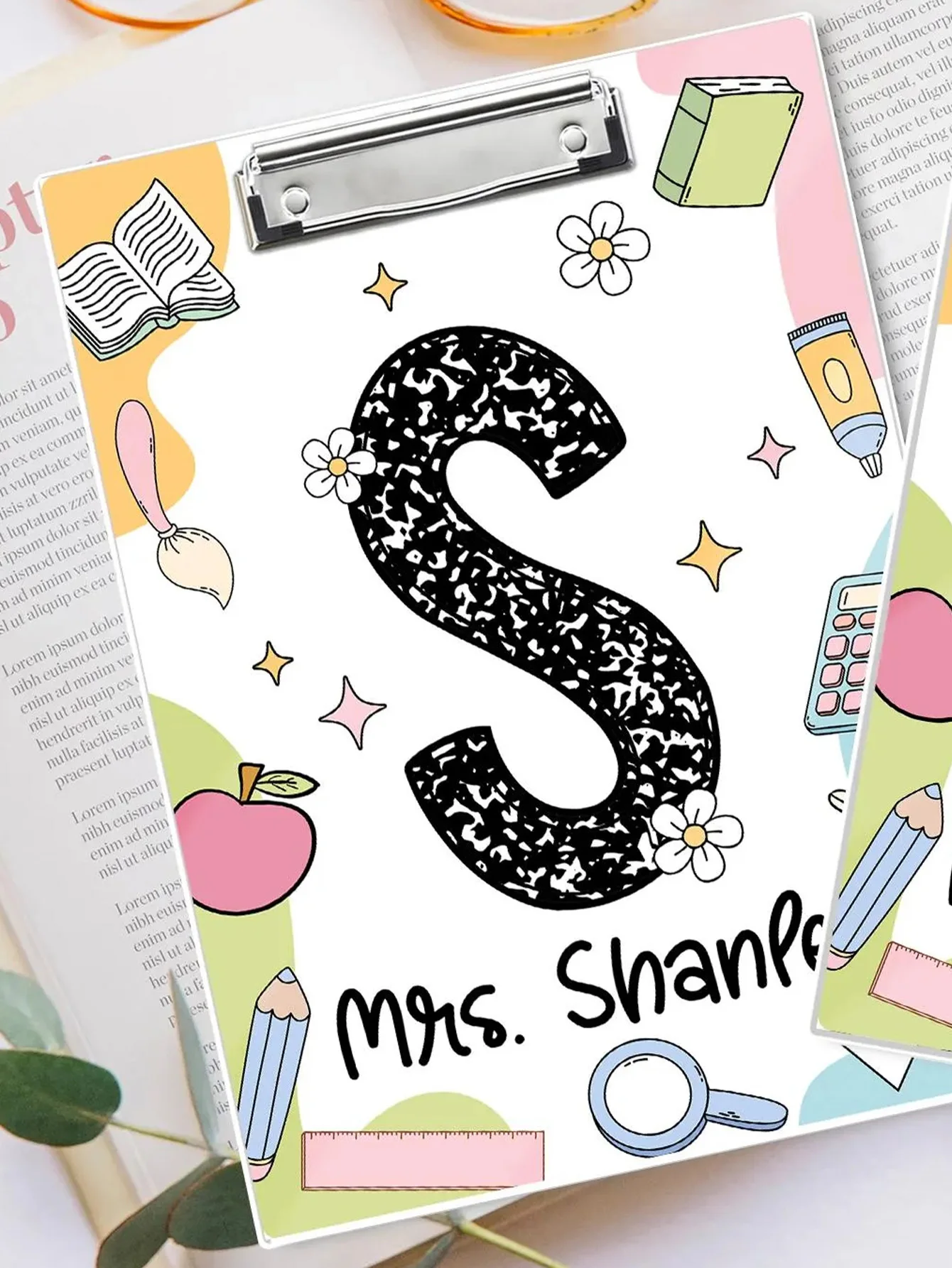 1PC Custom Folder - Personalized PMMA Transparent Pop Art Vibrant Laser Engraved Name, Title & Beautiful Letters  Gift