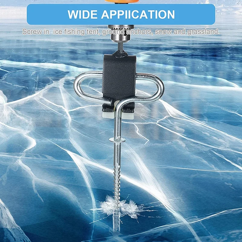 Ice Fishing Shelter Anchor Ice Shanty Anchor Outdoor Camping Tent Threaded Tent Peg Winter Steel Ice Tent Accessories