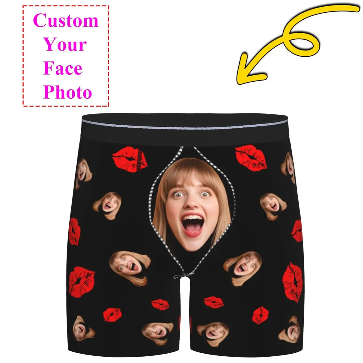 Custom Personalized Face Photo Underwear Men Boxer Briefs Shorts Panties Soft Underpants For Homme Husband Valentine's Day Gift