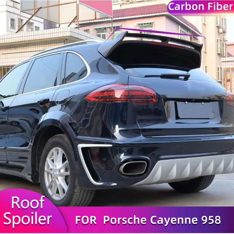 Full Carbon Fiber Rear Roof Spoiler Wings for Porsche Cayenne 958 Turbo S Sport 4-Door 2015-2017 Auto Car Rear Spoiler Wing Lip