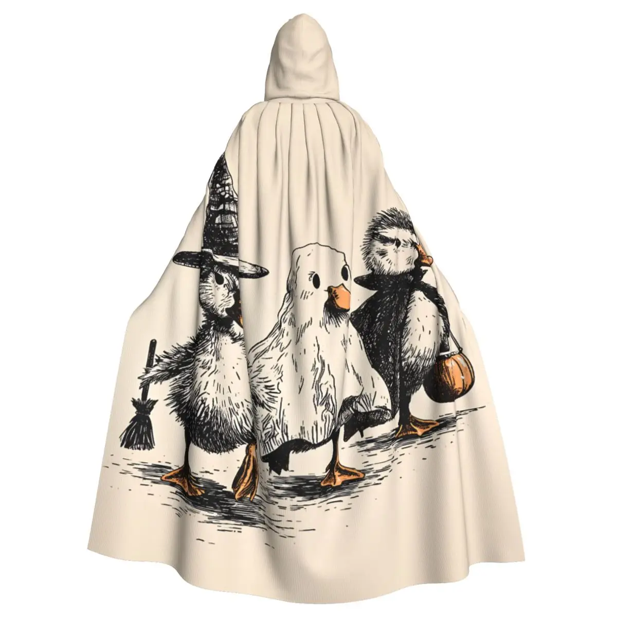 Women Men Spooky Goose Halloween Cloak with Hood Witch Cute Grim Reaper Robe Costume for Party