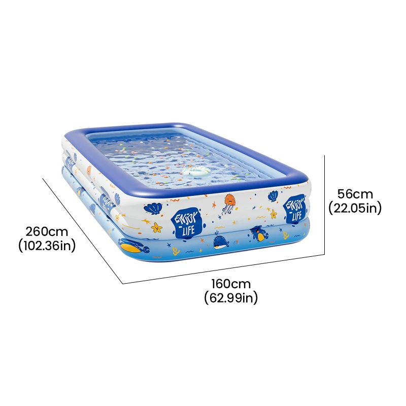 풍선 수영장 만화 패턴 프레임 수영장 유아 어린이를위한 두꺼운 수영장 뒷마당 및 가족 재미