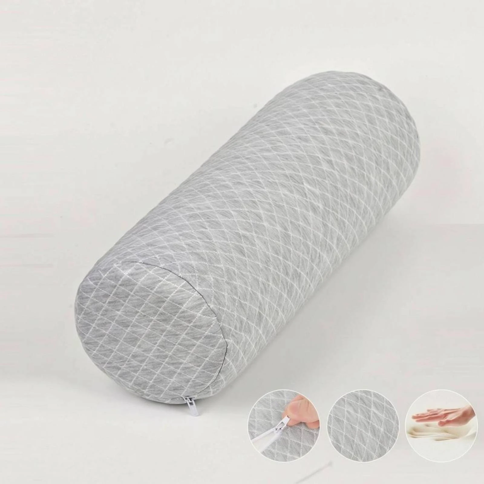 Neck Roll Neck Pillow Quilted Memory Foam Neck Pillow Sleep Accessory Cylindrical Concealed Zipper