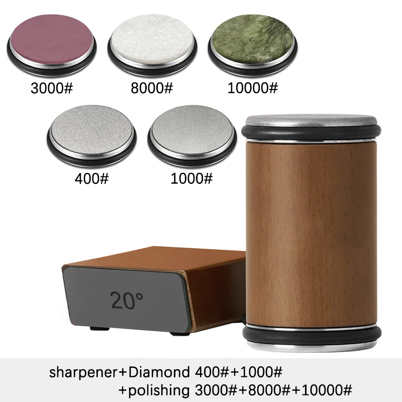 Rollende messenslijper Dubbelzijdige diamantslijpsteen 15/20 ° Graad magnetische hoekrollenslijpen voor keukenmessen